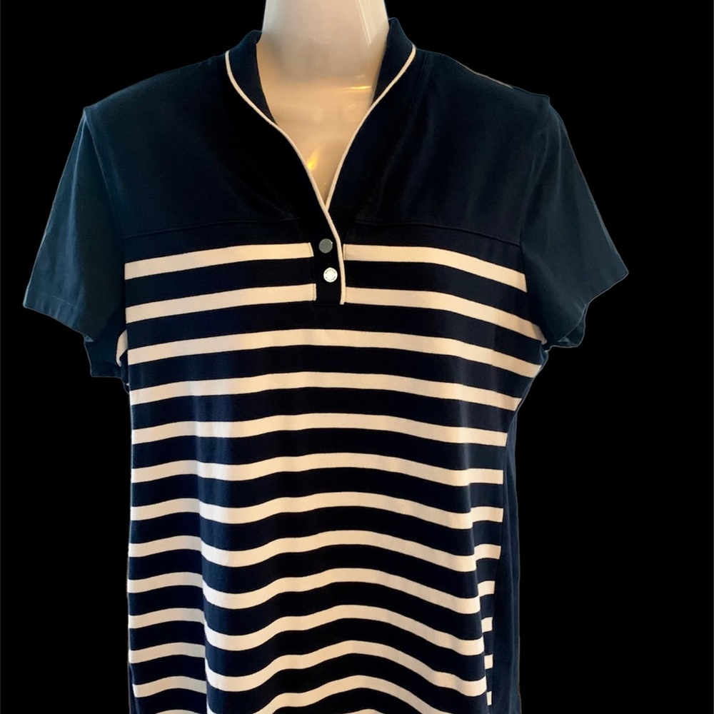 Nautica Cotton/Spandex Top Navy/White, XL